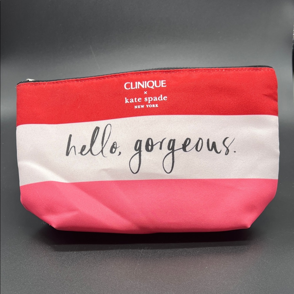 Kate Spade & Clinique Red, Pink & White Cosmetic Bag - Hello Goegeous